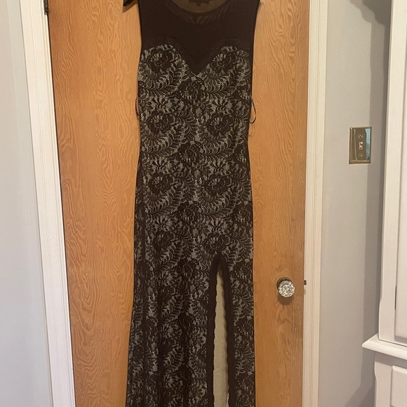 Black Lace Slit Dress - Picture 1 of 2